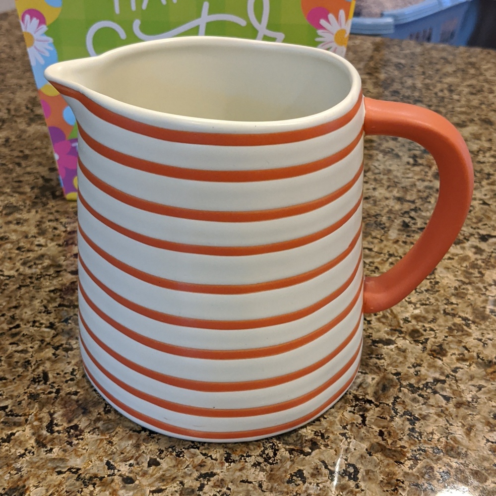Hearth And Hand with Magnolia Pitcher Tangerine Handle and Rings/Stripes - Picture 1 of 7